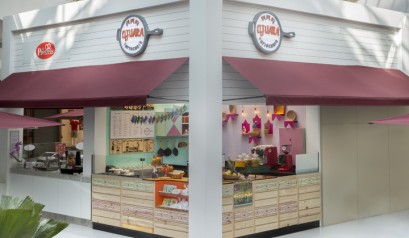 Ojuara Tapiocaria Eatery Concept Store in São Paulo, Brazil - Today we present Ojuara Tapiocaria, a new brazilian retail brand dedicated to the sale of tapioca.The store and all the concept was designed and developed by Estúdio Jacarandá.